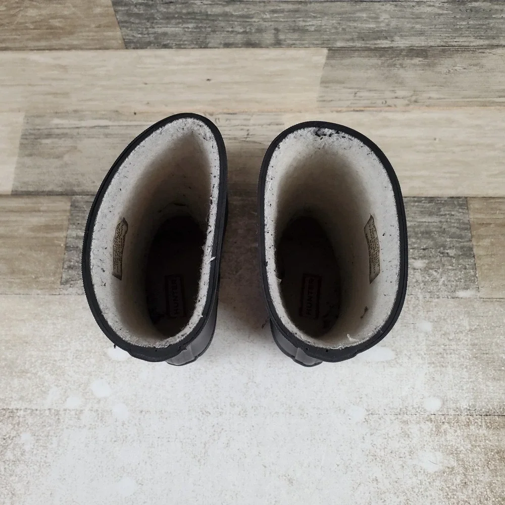 Hunter First Insulated Kids Shoes Wellington Boots Sz 8 Black Rubber Round Toe